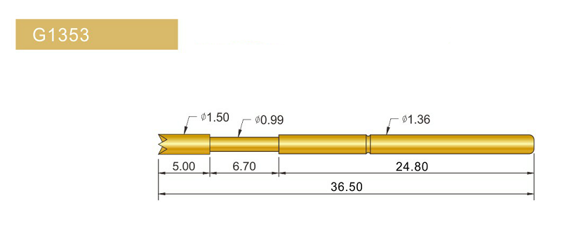 G1353-Q探針、四爪頭探針、1.36mm測(cè)試針、總長(zhǎng)36.5mm、彈簧針圖片、測(cè)試針圖片、頂針圖片、探針圖片