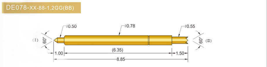 078雙頭探針尺寸、BGA雙頭頂針、雙向可動(dòng)探針、帶彈簧頂針、測(cè)試探針