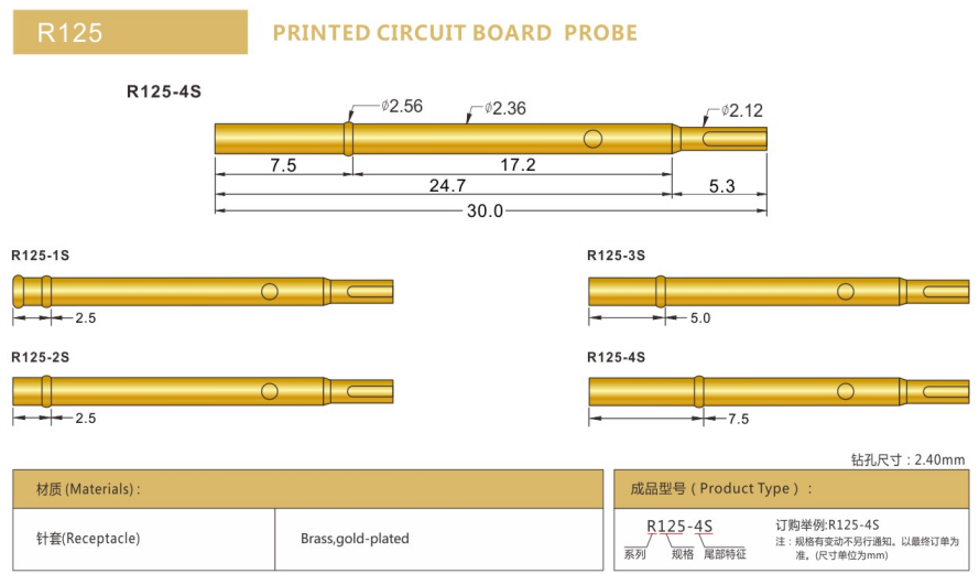 R125測試探針規(guī)格型號
